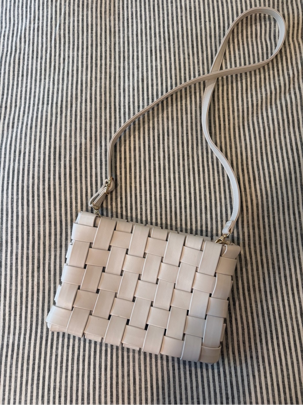 Anthropologie Woven Crossbody Bag in Light Cream